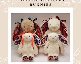 College Jellycat Bunny: Personalized Graduation Gift, Dorm Decor, School Spirit.