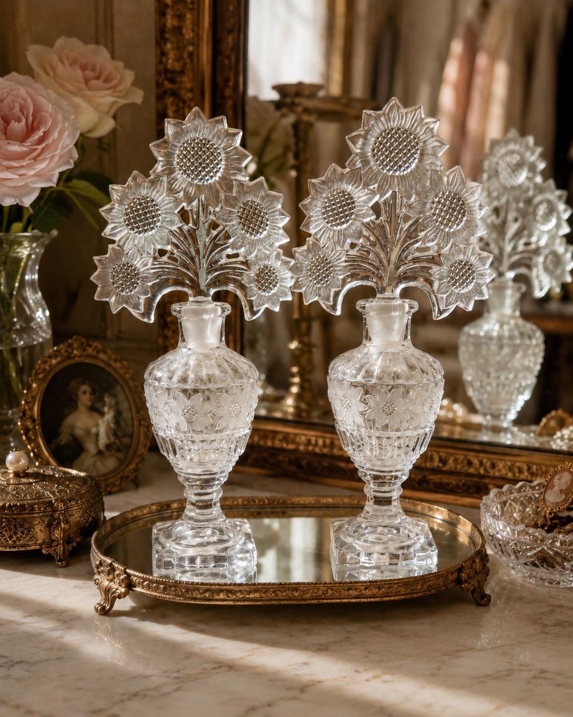 Antique Crystal Dressing Table Set - Etsy