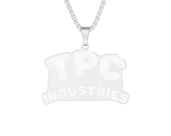 TPC Industries Logo Anhänger, Edelstahl Halskette mit Gravur