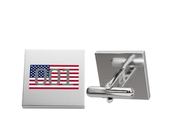 1 VON 1 *Limited Edition* belegte Manschettenknöpfe #001 The Print Collectors Amerikanische Flagge Manschettenknöpfe
