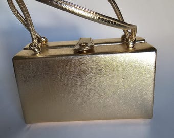Vintage Gold Lamé Box Bag Double Handled