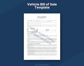 Plantilla de contrato de compraventa de vehículos / PDF rellenable / Válido para los 50 estados de EE. UU. / Imprimible / Descarga instantánea