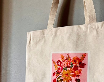 Flora organic cotton tote with The Mint Needle artwork