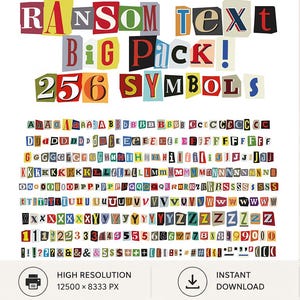 Ransom Note Vector Alphabet, Magazine Cutout Letters, Graphic Typography Design Assets
