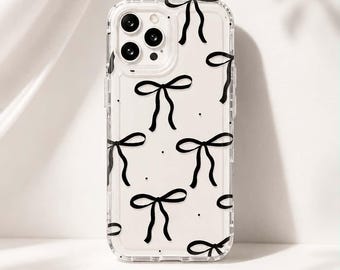 Przezroczyste etui na telefon z kokardą do iPhone'a – odporne na wstrząsy, miękkie etui z TPU