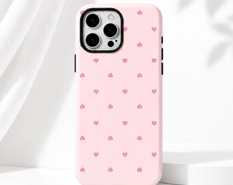 Etui na telefon iPhone z różowym wzorem serca – miękka okładka