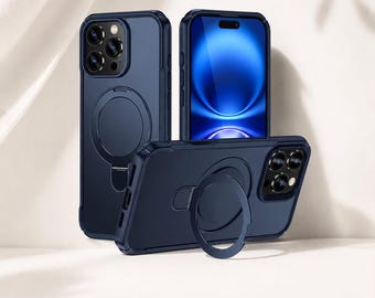 Etui magnetyczne do iPhone'a 15-17 Pro Max ze składaną podstawką, zderzak kompatybilny z Magsafe