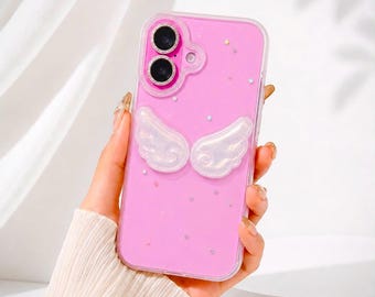 Etui na telefon Glitter Angel Wings, przezroczysta osłona ochronna do modeli iPhone