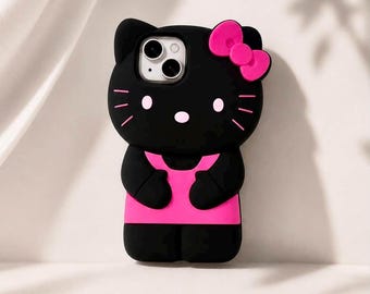Silikonowe etui na telefon z motywem kokardki 3D Kitty Cat na iPhone'a – miękka osłona ochronna