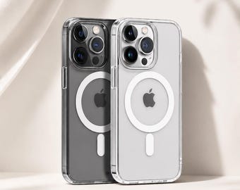Przezroczyste magnetyczne etui na iPhone'a: kompatybilne z Magsafe, odporne na wstrząsy, błyszczące wykończenie