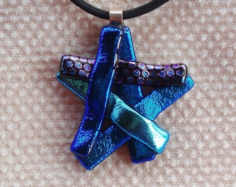 Pendant "Mikado" in blue dichroic glass