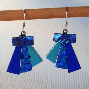 Blue dichroic glass earrings