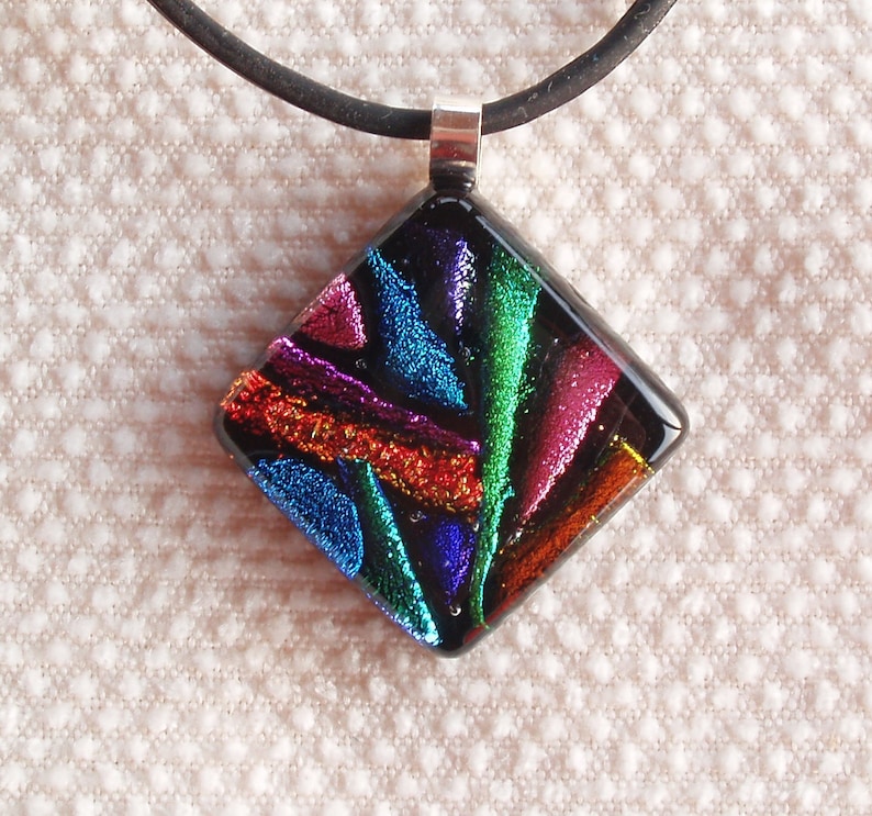 sterling silver bail Dichroic glass pendant