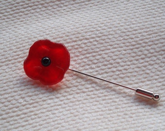 Fibule petit coquelicot en verre fusing