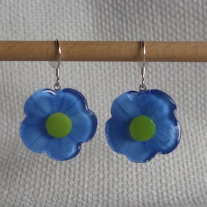 Flax flower earrings in fused glass