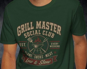 Grill Master Social Club Shirt, Vintage BBQ Dad T-Shirt, Pitmaster Grilling Apparel