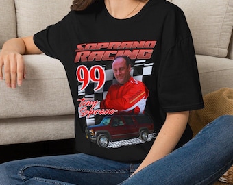 Soprano Racing Graphic T-Shirt, Retro Motorsport Checkered Flag Tee