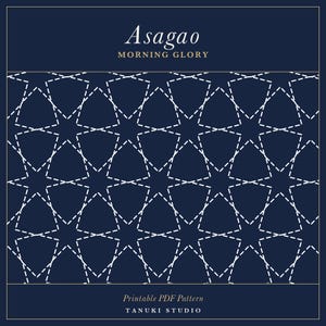 Asagao Sashiko Pattern PDF | Stick and Stitch, Visible Mending | Morning Glory Star | Water Soluble Printable | Instant Download
