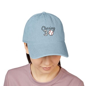 Embroidered Chasing 30 Denim Hat