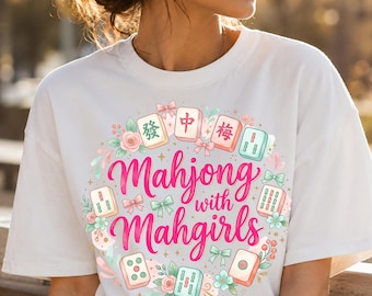 Design per maglietta Mahjong PNG / Idee regalo Mahjong / Grafica Cracks Dots Bams Tile / Serata di giochi Download digitale Sublimazione DTF Cricut