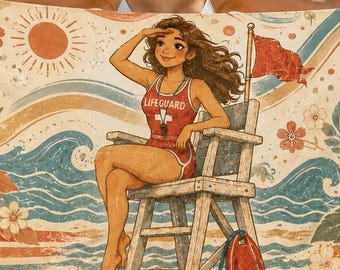 Rettungsschwimmer Strandtuch, Süßes Sommer Pool Handtuch, Girly Ocean Handtuch, Strand Mädchen Geschenk