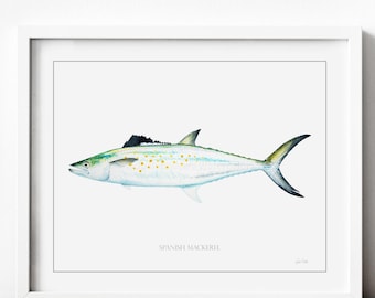 Spanish Mackerel Fish Print | Coastal Wall Art | Gulf Coast Watercolor Giclée Print | Florida Fishing Decor | Nautical Artwork | Beach House