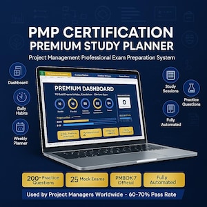 PMP Certification Premium Study Planner | Excel | 10 Knowledge Areas | Mock Exams | PMBOK 7
