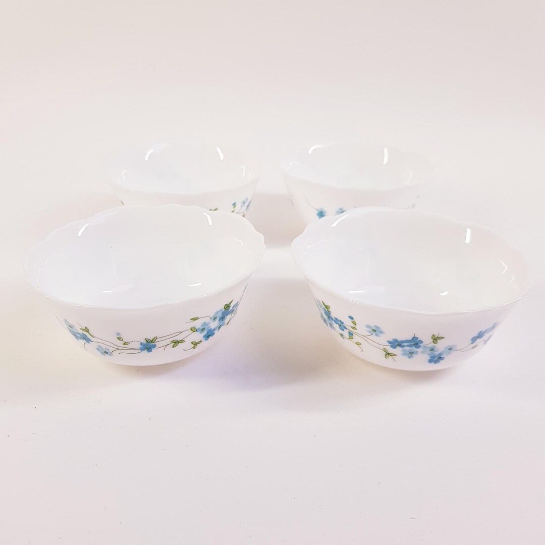 Lot De 3 Bols Vintage Arcopal France - Motif Fleurs Veronica Myosotis - Années 70 - TBE