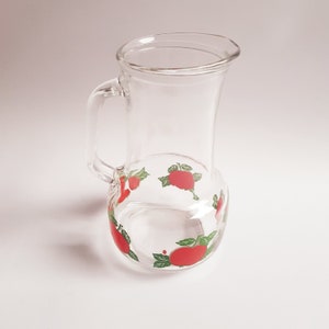 Vintage glass jug, floral,  1970s