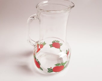 Vintage glass jug, floral,  1970s