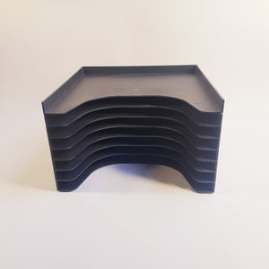 Vintage record Vinyl holders, plastic 1980s, stackable lp storage , black