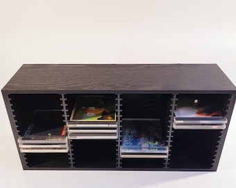 Vintage black CD Storage Cabinet - 1980s Media Organizer