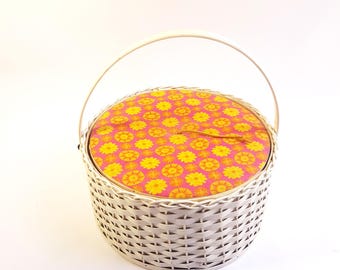 Vintage  sewing basket, 1970s craft storage box