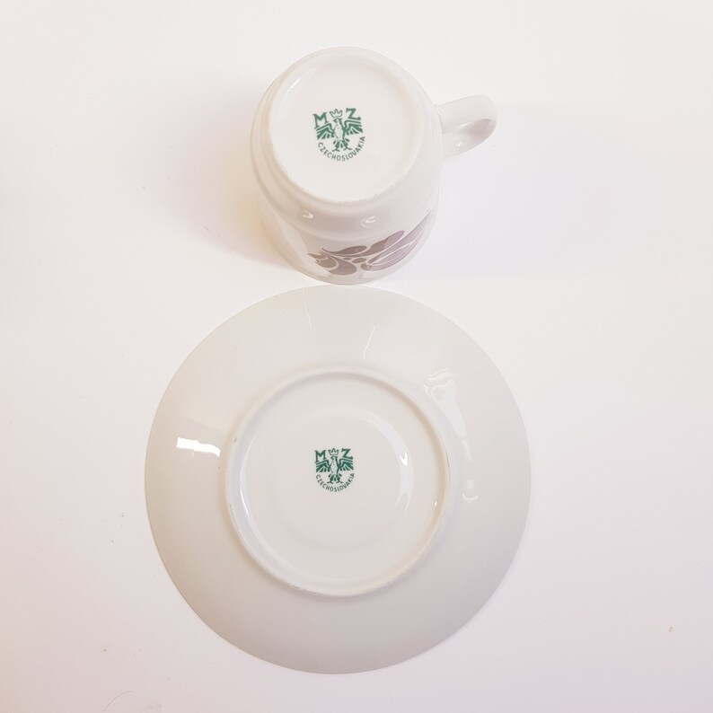 Vintage Cups and Saucers Brown Floral Print 1970s Made in Etsy