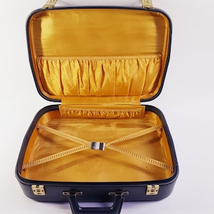 Vintage Suitcase | Retro Blue Travel Luggage | Mid Century Carry-On Bag