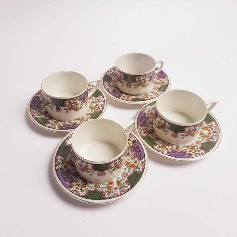 Vintage Cups and Saucers Floral Design Etsy