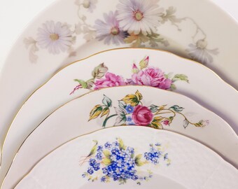 Vintage mismatched soup plates, vintage wedding, bridal shower