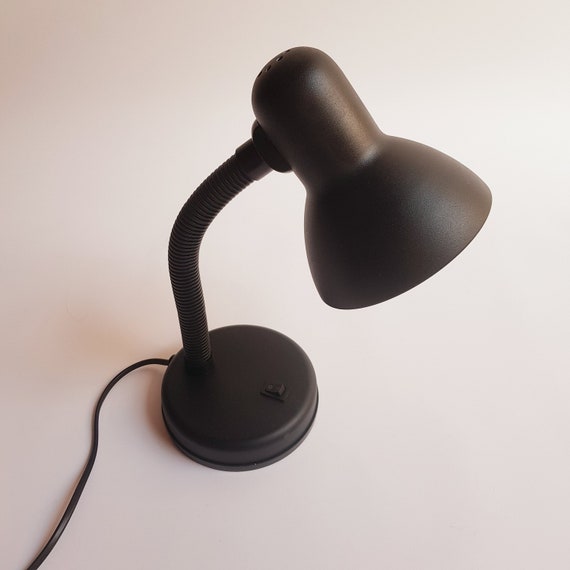Vintage table lamp, metal light, black, 1970s