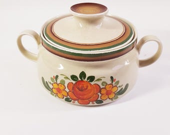 Vintage casserole dish, tureen, 1970s design, floral, made in germany