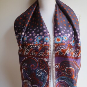 Vintage long scarf, purple, polyester