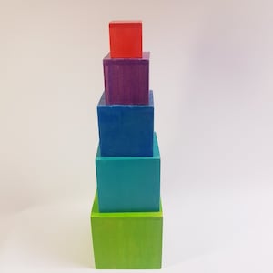 積み重ね可能な木製ブロック、積み重ね可能な色付きブロック、ウォルドルフ玩具、木製玩具