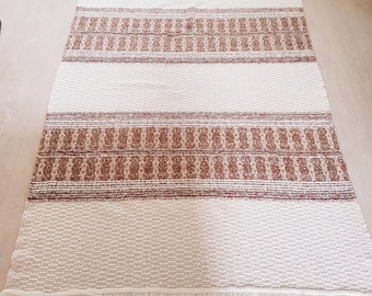 Vintage wool rug, floral rug, beige and brown,  bohemian design
