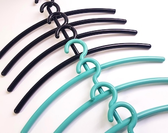 Vintage plastic coat hangers - 1980s black and blue - 8x