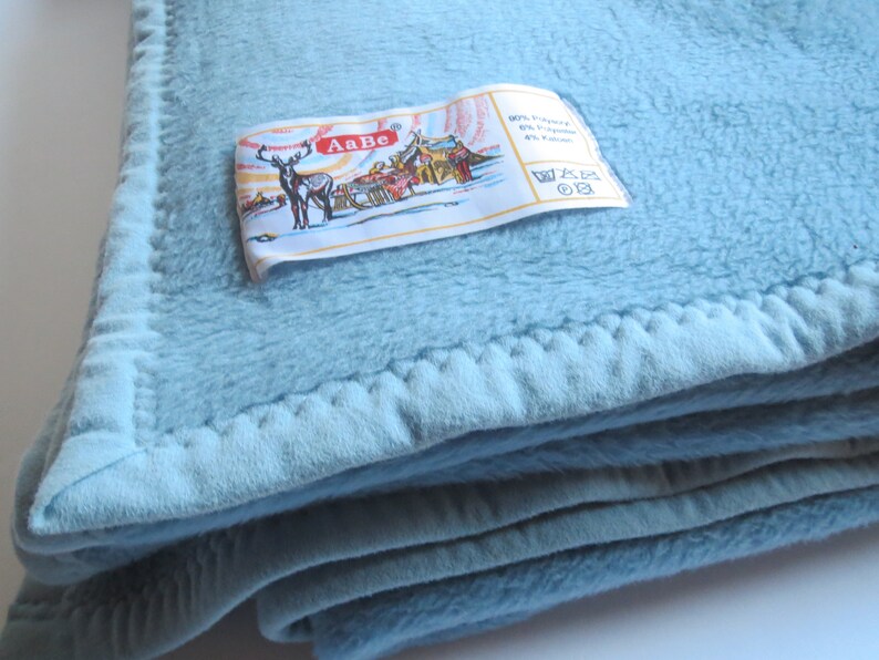 Blue blanket vintage acrylic throw 1970s Etsy