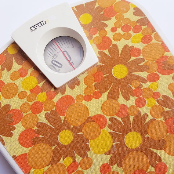 Vintage Bathroom Scales, Floral, Soeha, 1970s, Body Weight Vintage Bathroom Scales, Floral, Soeha, 1970s, Body Weight
