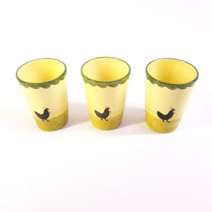 Vintage Zeller Faïencerie Becher - Hahn und Henne - Deutsche Keramik - 3X