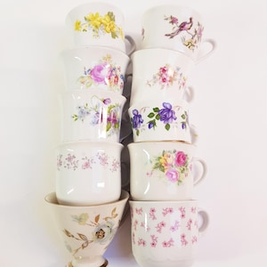 Vintage mismatched tea cups, floral cups, mismatched wedding , bridal shower