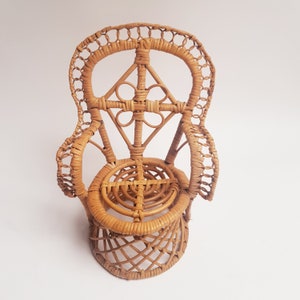 Vintage Peacock doll chair, plant chair, emmanuel rattan chair