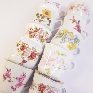 Vintage mismatched tea cups, floral cups, mismatched wedding , bridal shower