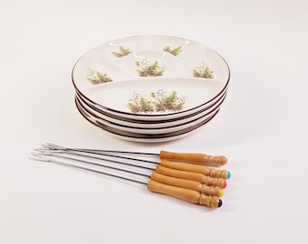 Lot De 6 Assiettes à Huîtres Villeroy & Boch Modèle Botanica - Porcelaine Fleurie - état Impeccable